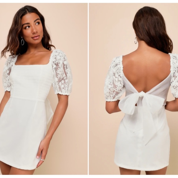 LULUS Bridal Bachelorette Engagement Bridal Shower Sexy Chic Floral Mini - Picture 7 of 7